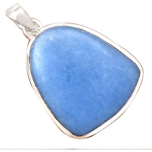 Genuine ANGELITE Pendant 925 Sterling Silver, 37.4 mm, AP6582