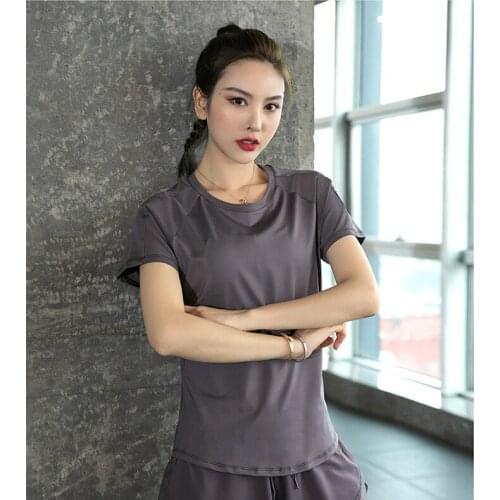 Summer Fast Dry Sports T-shirts Thin Mesh Yoga Shirt Fashion Running Gym Wear Breathable Yoga Top Loose Womens Fitness Clothing