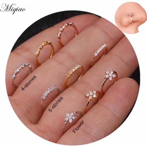 Miqiao 2pcs Hot Sale Flower Nose Ring Exquisite Body Piercing Jewelry
