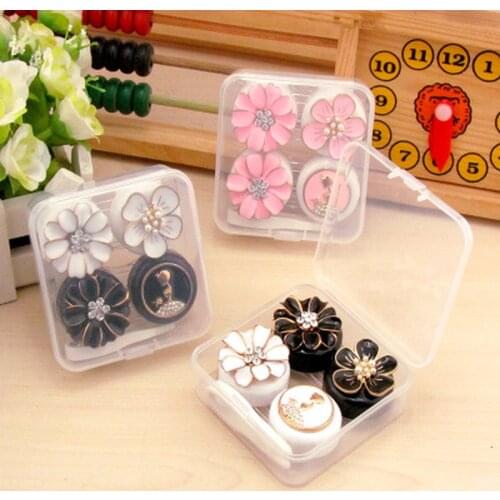 Fashion Flowers and Girls Contact Lens Case Women Contact Lens Box Container Holder Case Lovely Travel Pocket Random Color