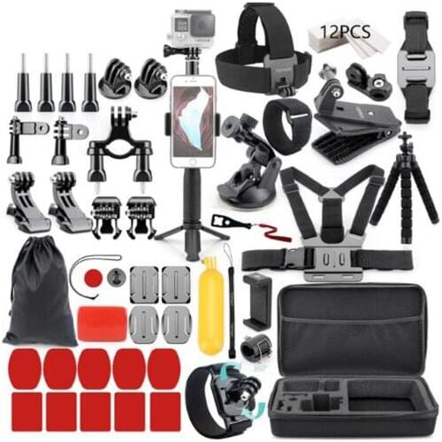 For Gopro Accessories Set for go pro hero 7 6 5 4 3 kit 3 way selfie stick for Eken h8r / for xiaomi for yi EVA case