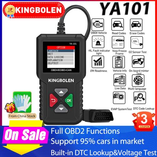 KINGBOLEN YA101 Full OBD2 Scanner Automotive Scanner Engine Analyzer Tool OBDII Code Reader pk ELM327 V1.5 Launch Cr3001