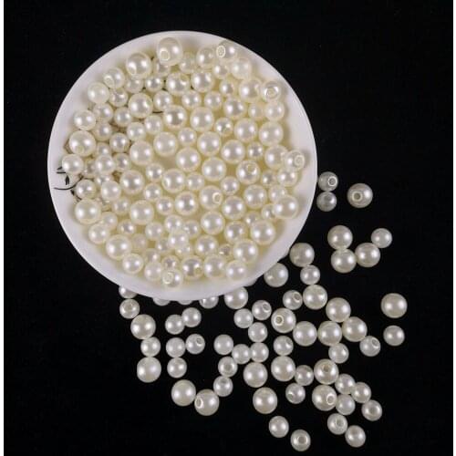 Ivory white unilateral big hole imitation pearl round loose beads clothing decoration accessories handmade material 8-10mm