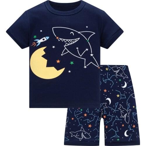 New Summer Children boys pajamas, 100% Cotton short sleeve T shirt + shorts, sleepwear/clothing sets for 2-8 year