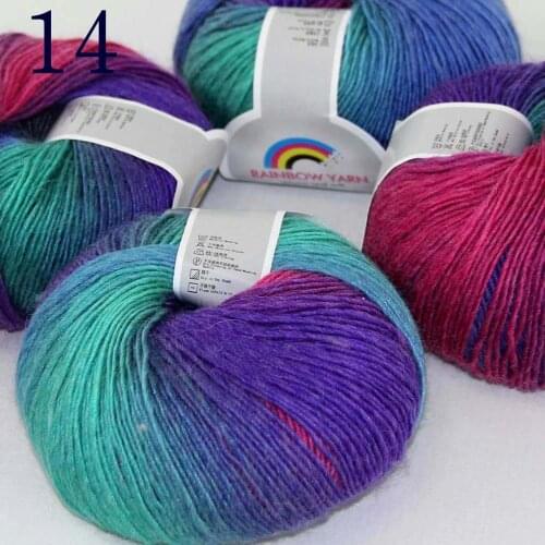Sale Soft 4X50gr balls Cashmere Wool Colorful Rainbow Wrap Shawl DIY Hand Knit Yarn 524-14 Red Purple Blue Gray