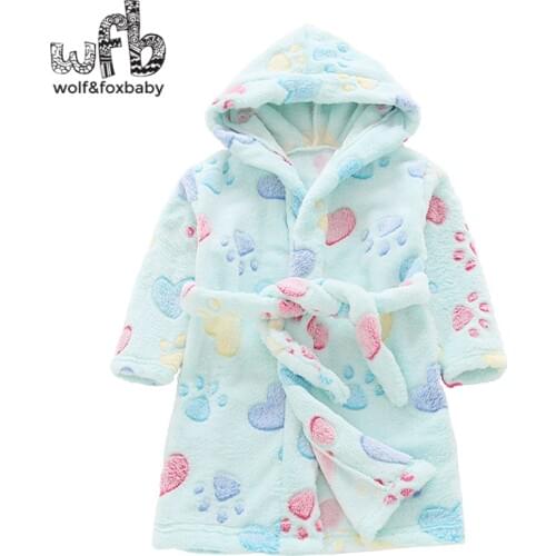 Retail 2-10 years cotton dressing gowns flannel home gown childrens home clothes line with bathrobe pajamas autumn fall winter
