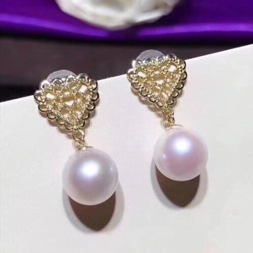 922 Pure 925 Sterling Silver Fine Jewelry Fresh Water White 7-8mm Round Pearl Dangle Earrings for Women Fine Pearl Earrings