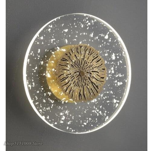 Modern minimalist Brass LED Wall Lamps Bedroom Bedside Luxury Brushed Golden creative Design Round aisle corridor wall Lightings