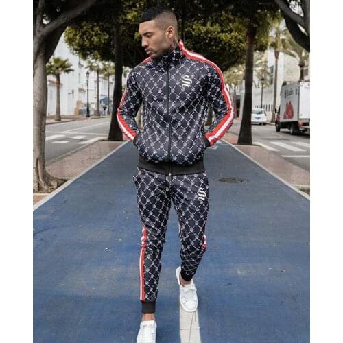 Sportsuits Set Men Brand Fitness Suits Men' s Fashion Jacket+Sport joggers Pants Set Tracksuit Gyms Casual Sportswear Suit