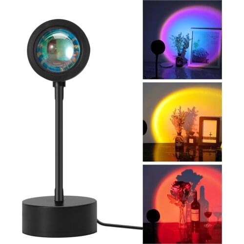 USB Rainbow Light Sunset Projector LED Night Light Atmosphere Lights Sun Projection Desk Lamp For Bedroom Bar Shop Cafe Decor