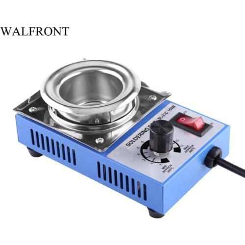 WALFRONT 220V Electric Solder Pot Tin Melting Furnace Thermoregulation Soldering Desoldering Bath 50mm Stainless Steel Plate New