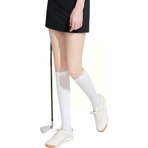 Ladies Golf Over The Knee Socks Black And White Ice Nylon Stockings Socks Sunscreen Silk Sports Calf Over Golf J8J6