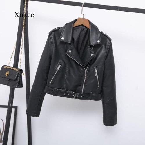 Winter and Autumn Green Motorcycle Leather Jacket Solid Color Leather Jacket Womens Leather Clothing Slim Pu Jacket Leather