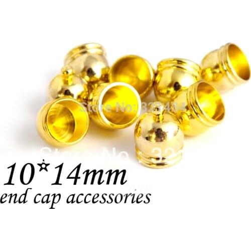 10x14mm Hole size 9mm Connector Cord End Tube, end caps for leather cord Gold Plated Tone Lot 500pcs