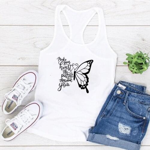 2021 Casual butterfly Printing Tank Top Women Sleeveless Summer Vest Graphic Crew Neck Tank Tops for Women Ladies gothic
