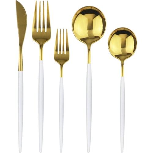 30Pcs/set Black Gold Cutlery Set 18/10 Stainless Steel Dinnerware Silverware Flatware Set Dinner Knife Fork Spoon Dropshipping