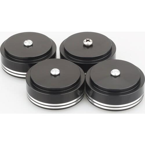4pcs 39 x 17mm Aluminum Audio Amplifier Speaker Feet Spikes Black / Silver Ring Machine Mats Pads