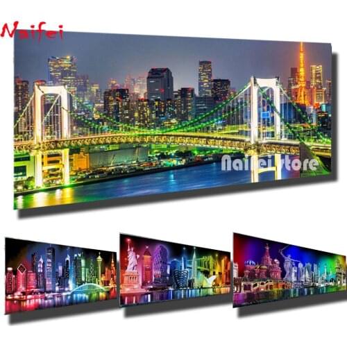5D DIY Diamond Embroidery New York City Night Bridge Diamond Painting Full Drill Mosaic Cross Stitch Landscape Kits Home Decor