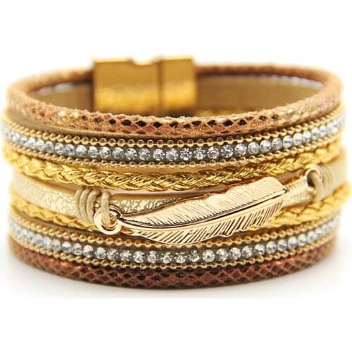 Fashion one Layer Wrap Bracelets Snake Leather Bracelets With leaves charms jewelry