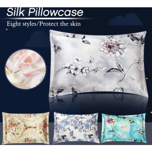 48x74cm Chinese Ink Pattern Mulberry Silk Pillowcase Beautiful Scenery Pillow Case Floral Printed Luxury Silk Pillow Cover