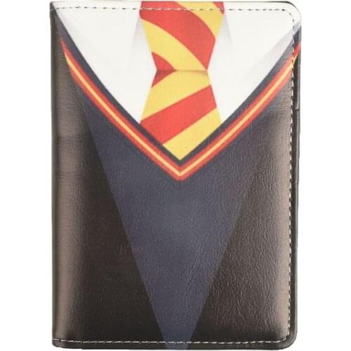 DIKEDAKU Famous Printing Clothes Passport Cover College Uniform Passport Case Leather Credit Card Holders