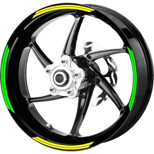 Double Stripe Two Color Design Fluorescent Yellow Green Rim Tape Wheel Stripes Decals Sticker for Universal Motocycle CinarExtre
