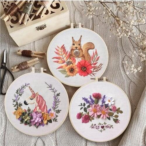 Europe Style DIY Embroidery Handcraft Needlework Cross Stitch Kit Cotton Embroidery Painting Embroidery Hoop Home Decor