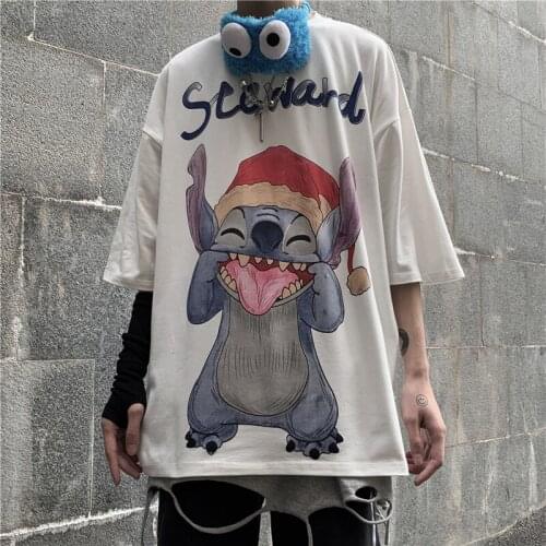 Korean Version of Ins Retro Summer Harajuku Style Cartoon Anime Printing T-shirt Loose Wild Short-sleeved T-shirt Men and Women