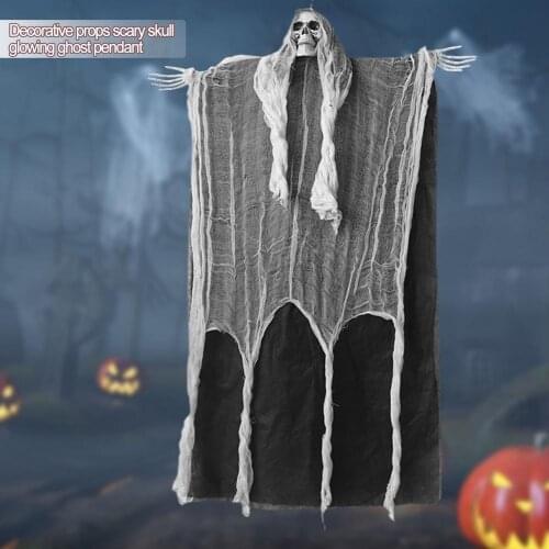 Halloween Hanging Skull Head Ghost Luminous Haunted House Escape Horror Props Ornament For Home Halloween Decor Terror Scary