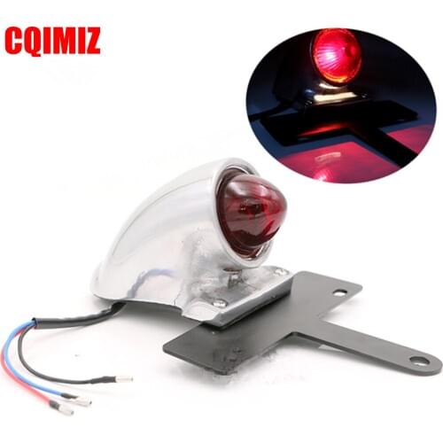 Chrome Custom Motorcycle Vintage Taillight Brake Light Rear Lamp Case For Harley Bobber Chopper Cafe Racer