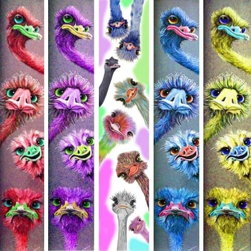 New 5D Diy Diamond Painting Full Square / Round Ostrich Diamond Art Mosaic Animal Picture Embroidery Rhinestone Home Decor