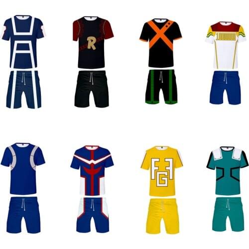 My Hero Academia Cosplay Costume Kirishima Eijiro Sport Uniform Suit All Might Shirt+Shorts Todoroki Shoto Sportswear