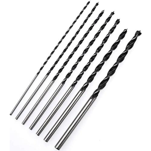 HOT 7Pcs 300Mm/11.8Inch Extra Long Drill Bit 4/5/6/7/8/10/12Mm Round Shank Brad Point Augers Drill Bits, Wood Drill Bit Set