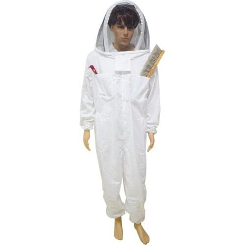 Overseas hot high quality white one-piece bee proof suit beekeeping jacket bees and beekeeping suit 100% Cotton