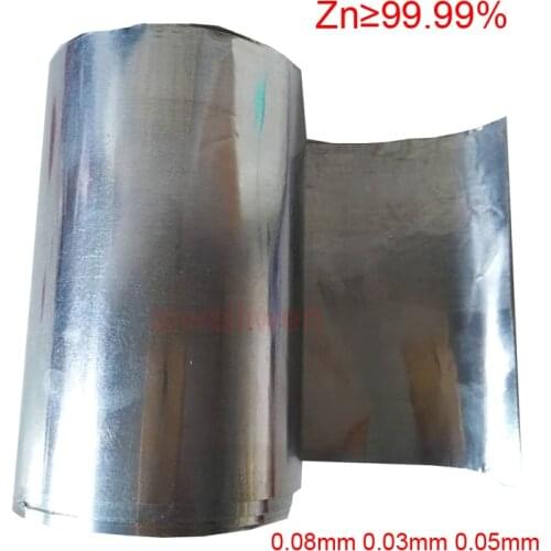 0.08mm 0.03mm 0.05mm thickness Conductive zinc sheet zinc strip zinc foil electrode Experiment Zn plate 99.99