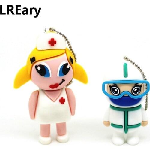 Cute USB Flash Drive 128GB 64GB Doctor Nurse Pendrive 4GB 8GB 16GB cle Pen drive 32GB memoria stick