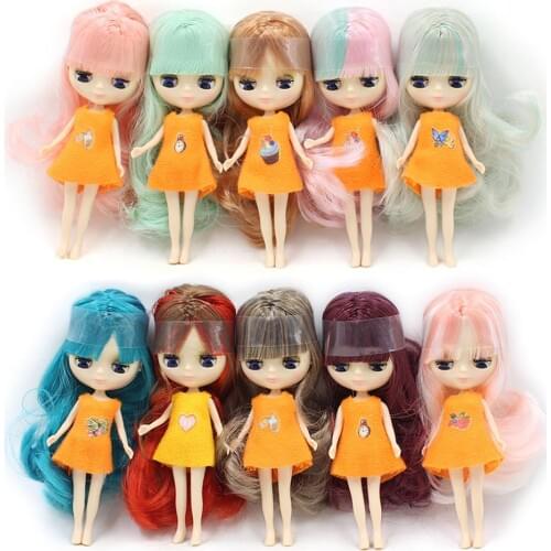 Mini blyth doll colourful bangs hairs nude factory doll Suitable for diy change makeup 11cm fashion girl toys