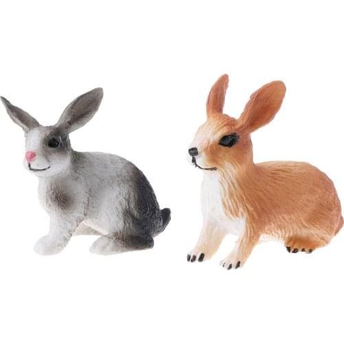 Simulation Animal Model Rabbit Action Figures Kids Toy Gift - Pack of 2