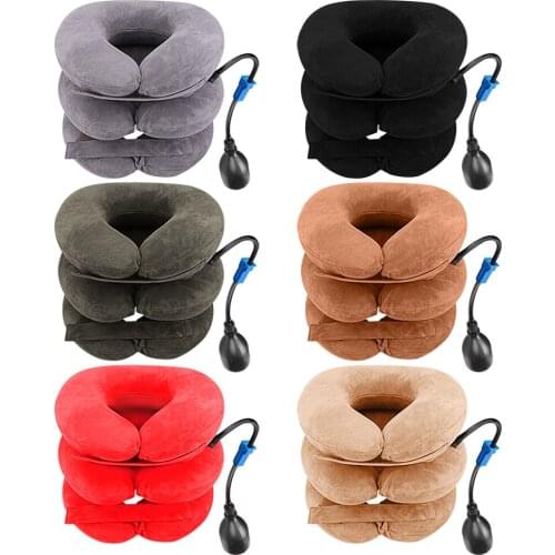 Neck Stretcher Inflatable 3 Tubes Air Neck Traction Apparatus Device Neck Cervical Collar Pillow Pain Stress Pain Relief Tractor