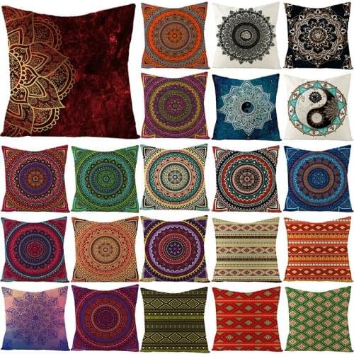 Mandala Cushion Cover 45*45 Cotton Linen Boho Ethnic Trend Style Decorative Pillowcase Sofa Cushions Throw Pillows Home Decor