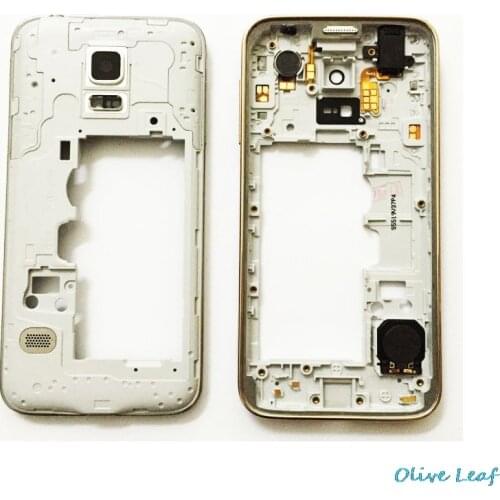 Original Mid Middle Frame Plate Bezel Housing with Camera Cover For Samsung Galaxy S5 mini g800f g800h dual sim silver color