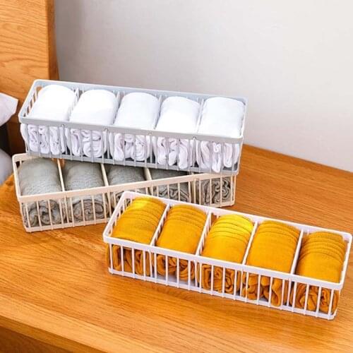 Detachable Underwear Box Multifunctional Cosmetics Storage Basket Household Socks Storage Plastic Five Grid Finishing Box