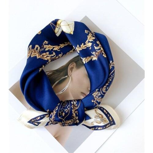 2021 New 100% Silk Scarf Women Small Square Neck Scarves Hairband Tie Design Print Foulard Female Neckerchief Chocker Bandana