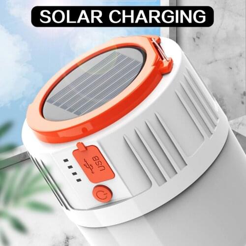 Portable Solar USB Rechargeable LED Camping Lantern Lamp Emergency Light with 6 Mode Remote Control for Fishing Adventure Hiking