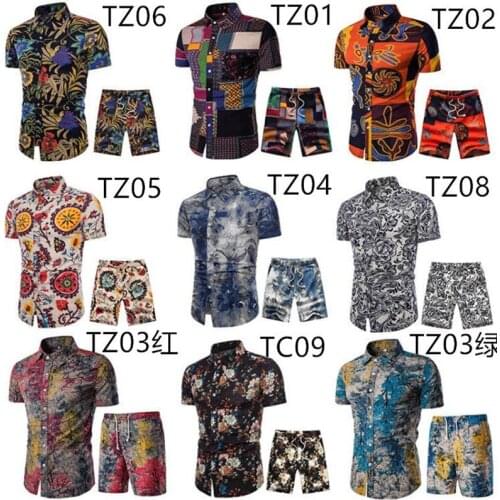 Casual Tracksuit Summer Cotton and Linen Suit Mens Short-Sleeved Shirt Shorts 2-piece Suit Plus Size Short Outwear Track Suit