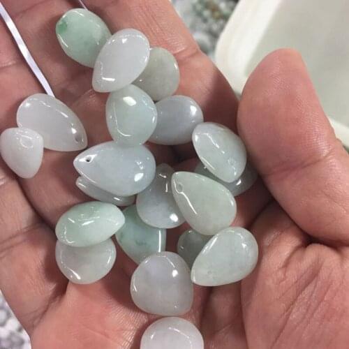 DIY Light green Water drops Earrings Natural Burmese Jade pendant Jadeite A Grade Necklace Teardrop Gift for women Jewelry