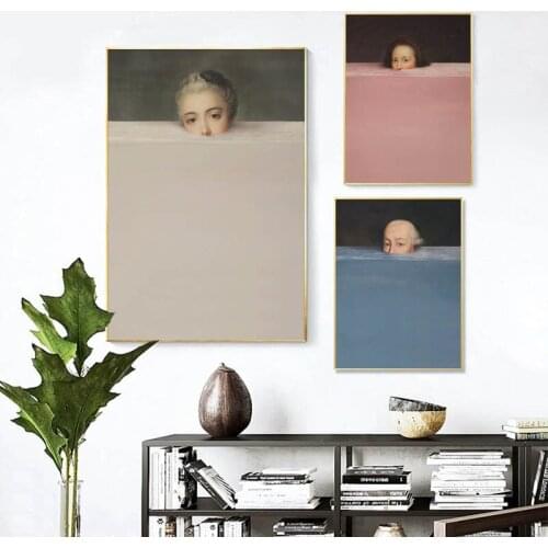 Nordic Abstract Handdraw Character Colorful Canvas Painting Vintage Poster Print Decor Wall Art Pictures For Living Room Bedroom