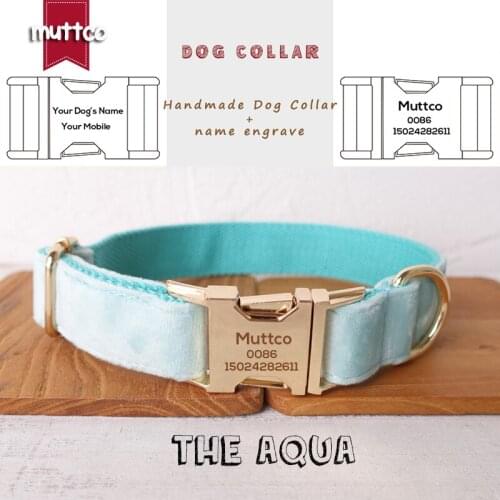 Engraving MUTTCO unique dog collar THE AQUA convenient to walk the dog leash accessory for small medium large dog 5 size UDC111J