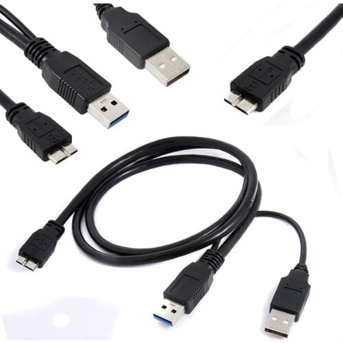1pc HDD USB Cable 50cm Black HDD USB 3.0 A Male To Micro B Y Cable For Mobile Hard Drive