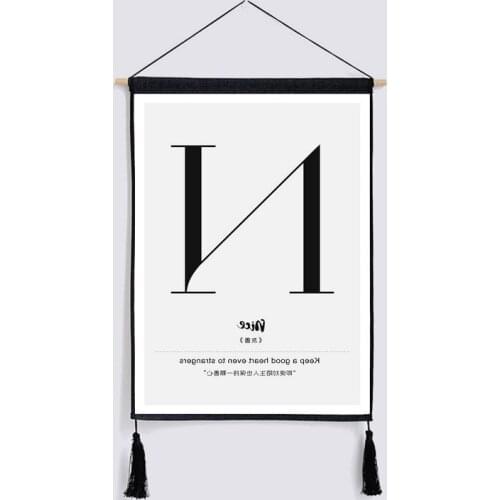 1 Piece Nordic Poster Ins Wall Painting black and white alphabet Cotton Line Decorative Paintings for Living Room 45*65 cm